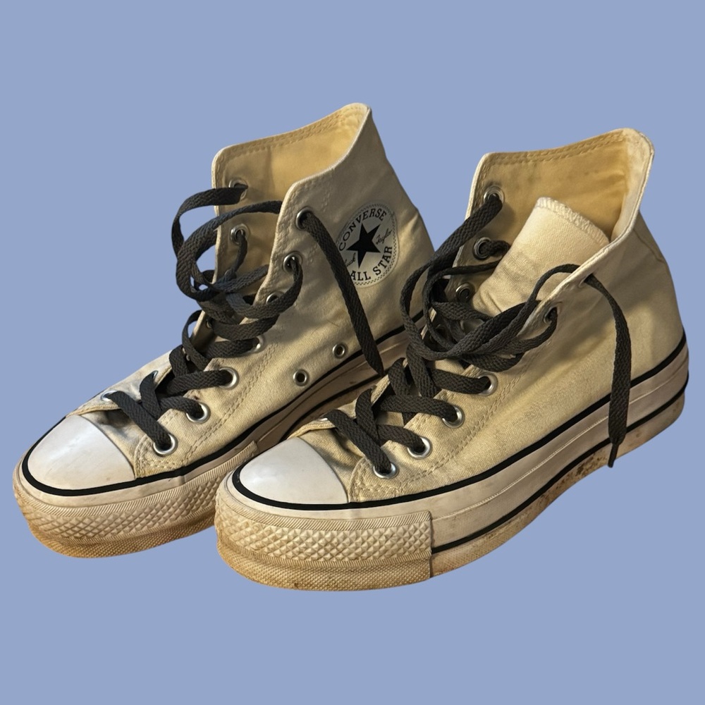 Converse platform high tops in white